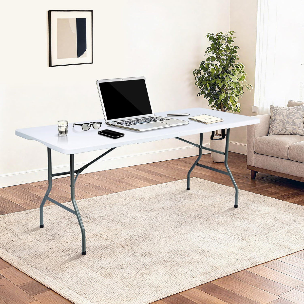 6ft Folding Table with Built in Handle & Steel Legs M8804