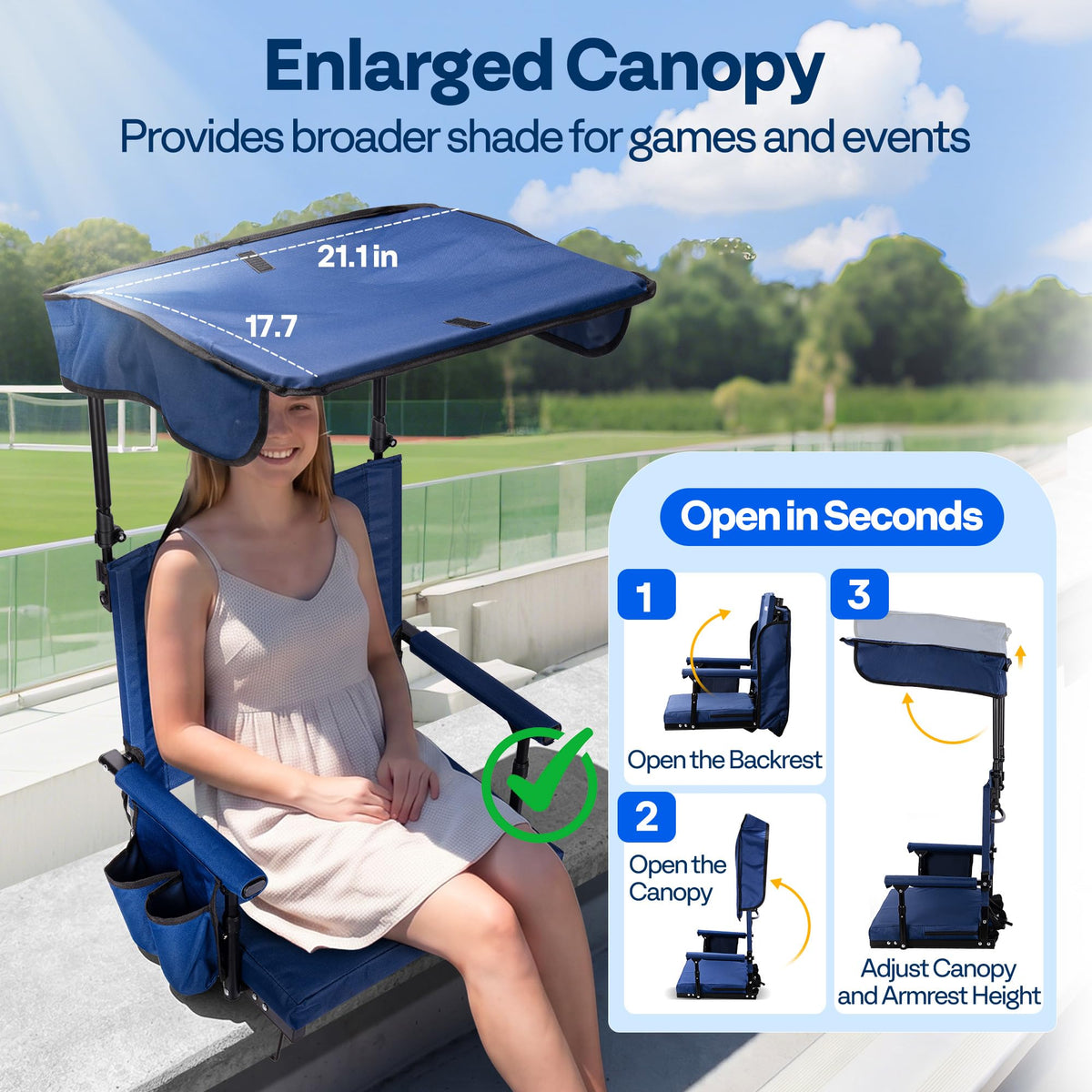 Stadium Seat with Sunshade Canopy and Back Support N6899