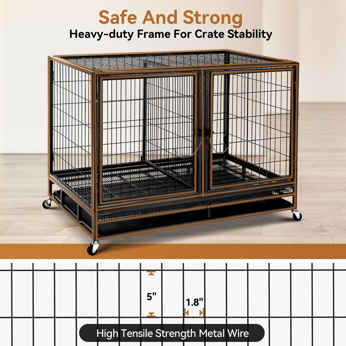 48inch Metal Wire Dog Crate with Divider C265039