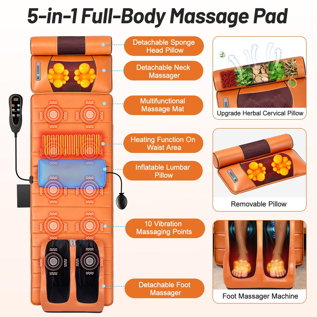 Full Body Massage Mat with Foot Massager D505849
