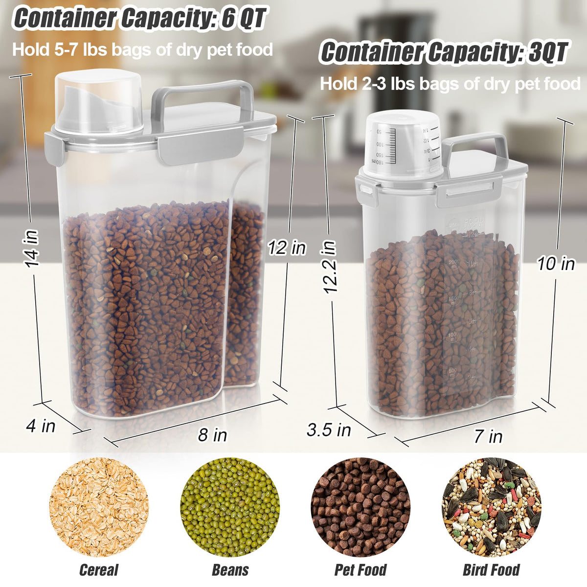 2 Pack Airtight Pet Food Storage Containers with Spout N271
