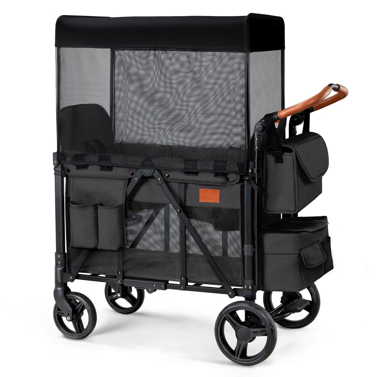 Foldable All-Terrain Double Wagon Stroller with Canopy I34520