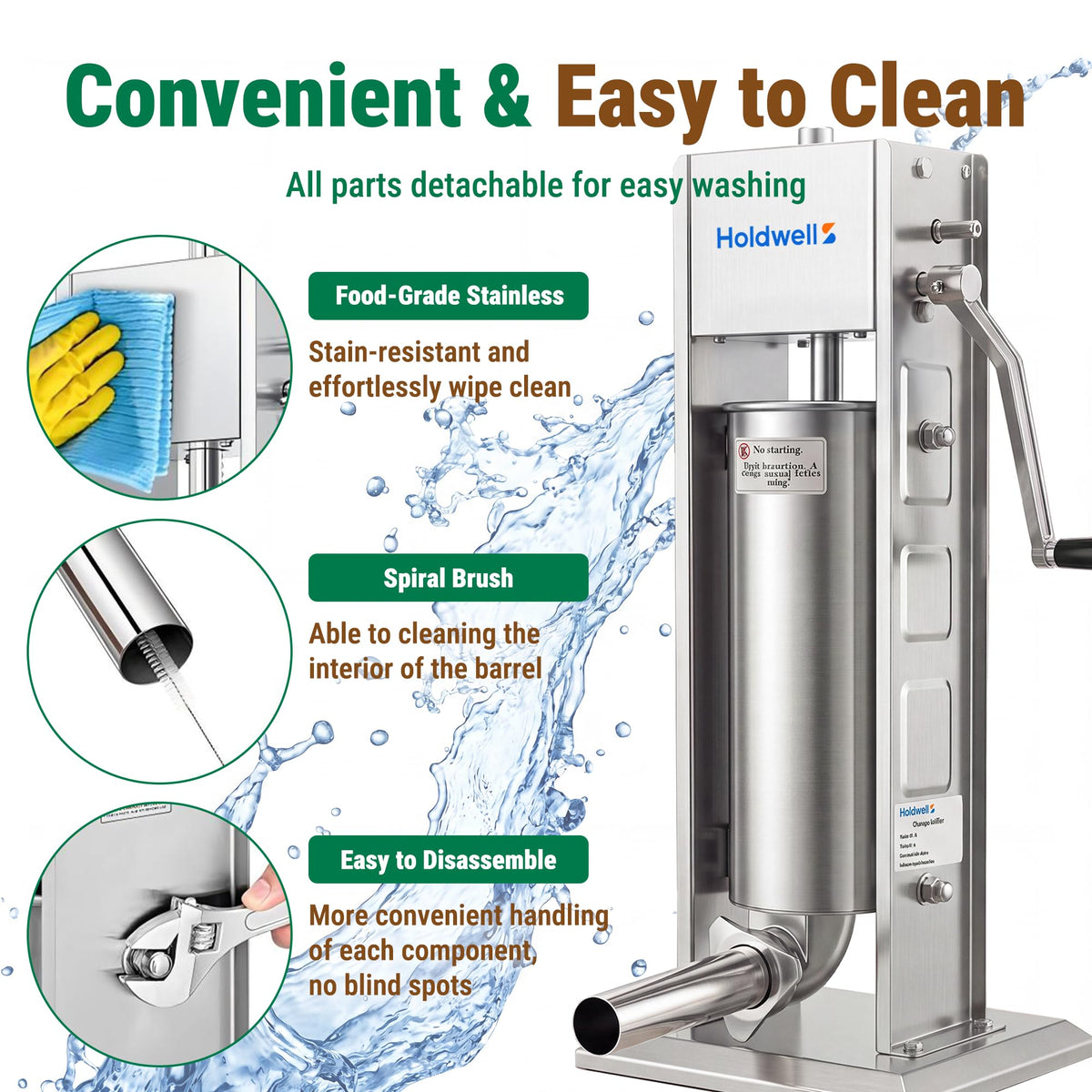 7L Stainless Steel Vertical Sausage Stuffer Q80008