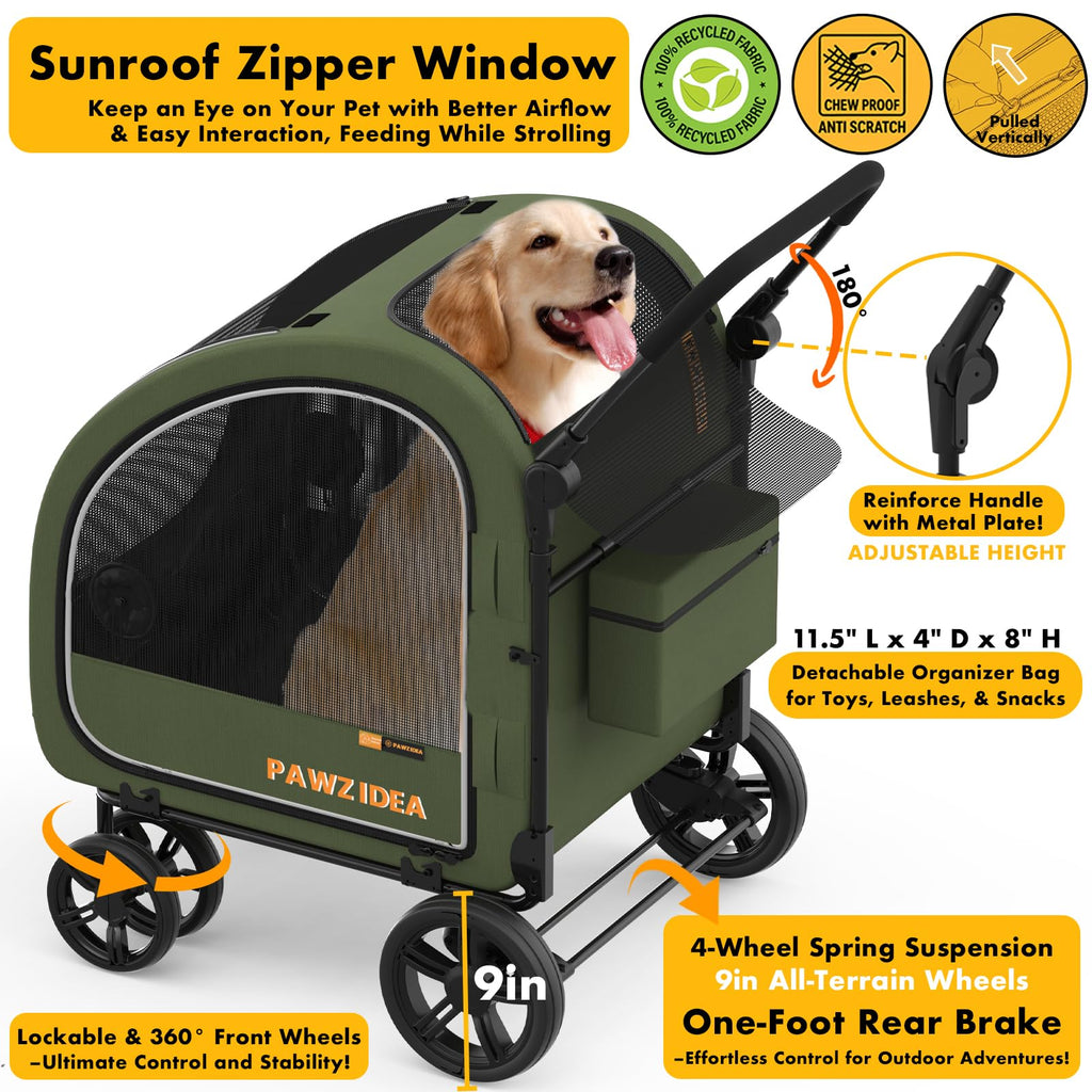 3-in-1 Large Dog Stroller with Detachable Carrier T620669