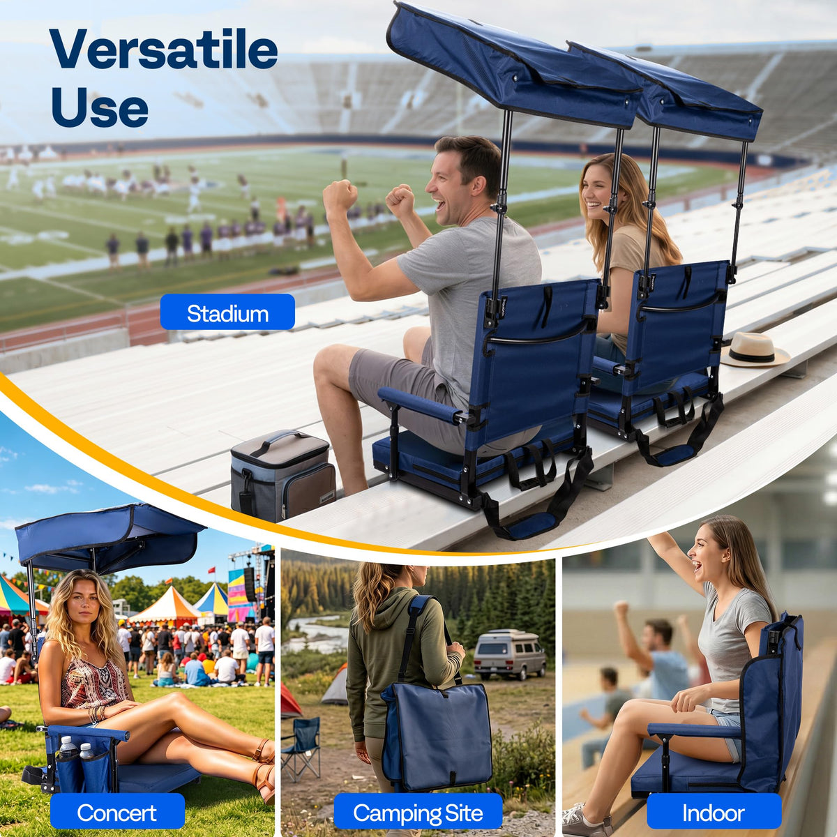 Stadium Seat with Sunshade Canopy and Back Support N6899