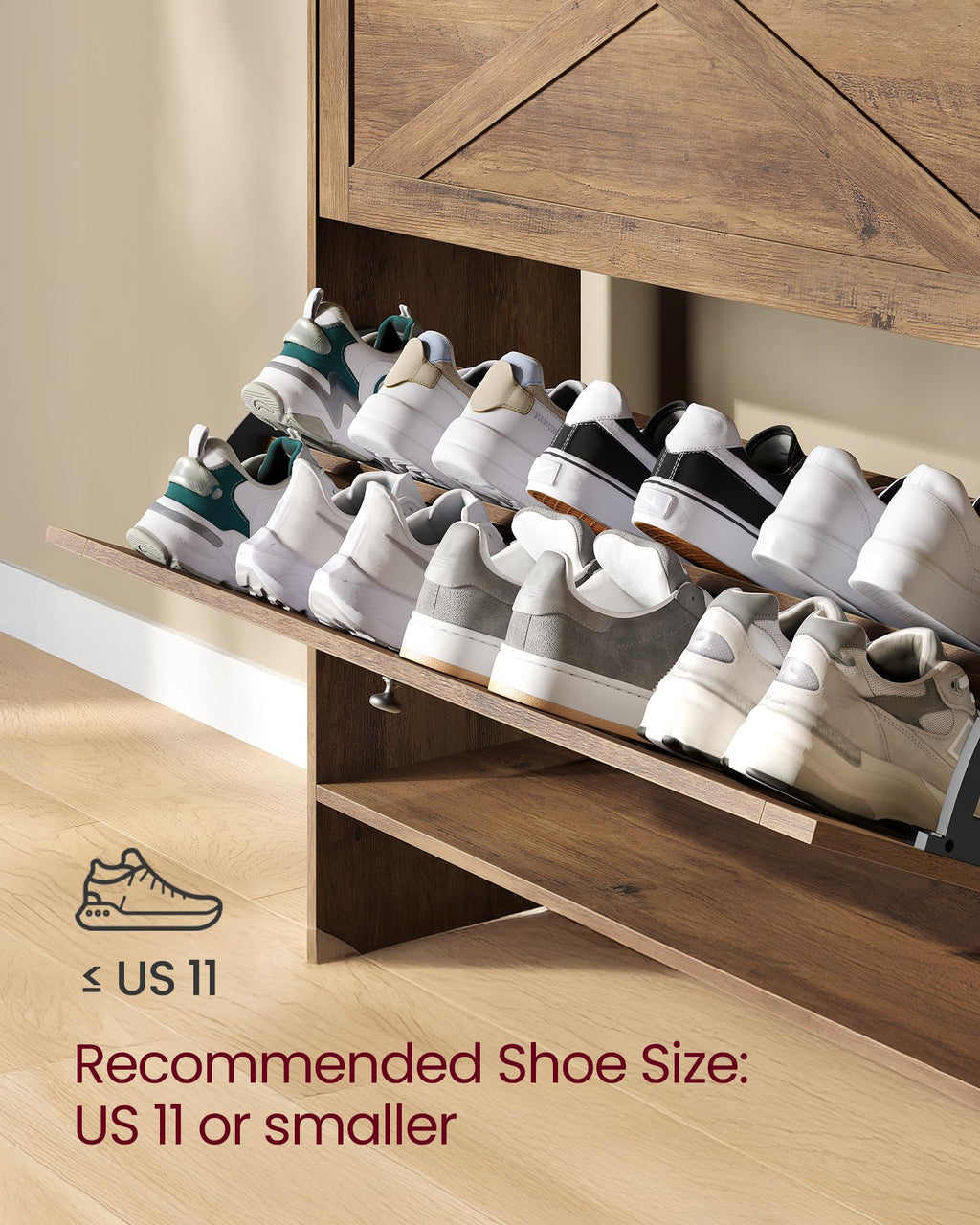 Narrow Shoe Storage Cabinet with 2 Flip Drawers I980402