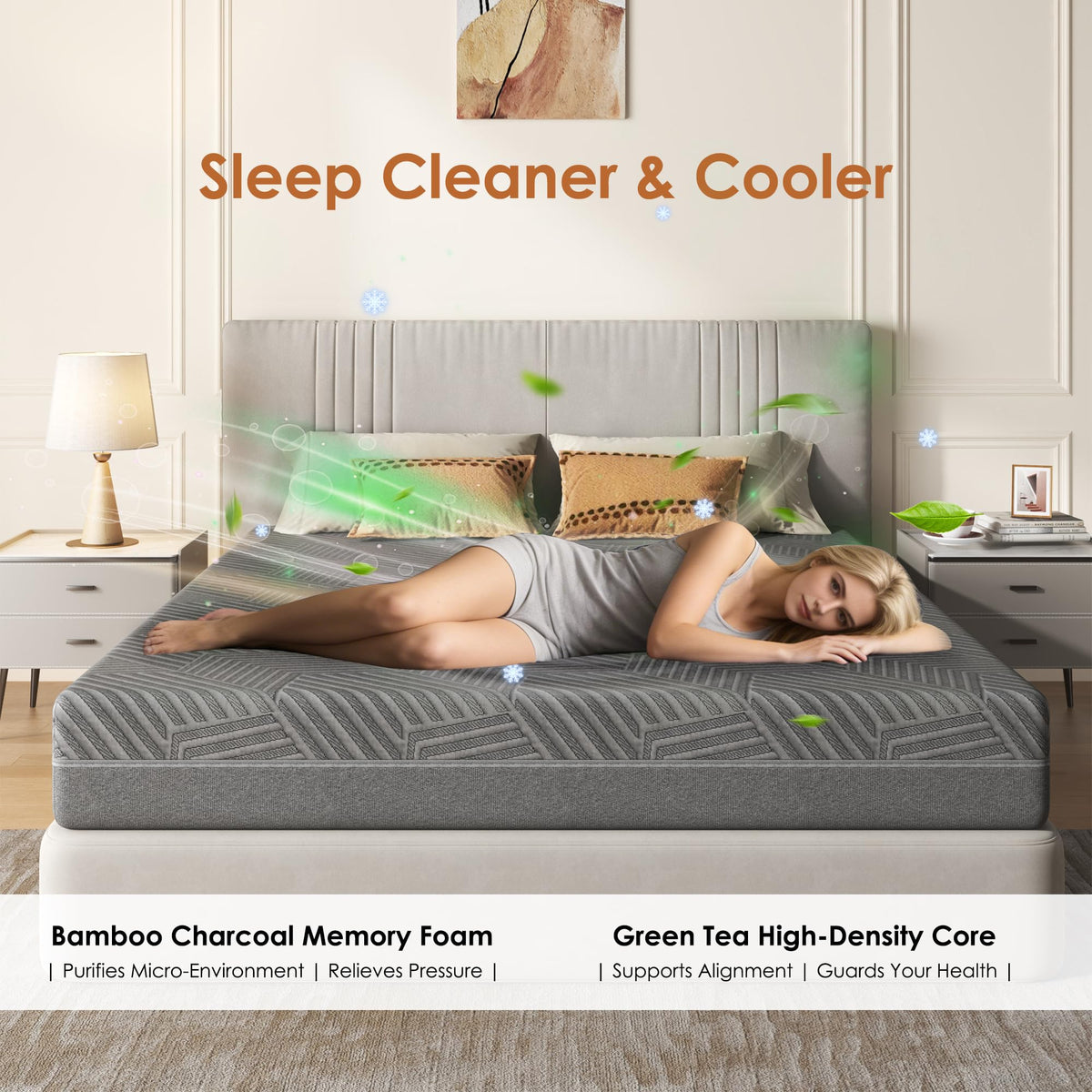 5 inch Bamboo Charcoal Gel Memory Foam Full Size Mattress H7195
