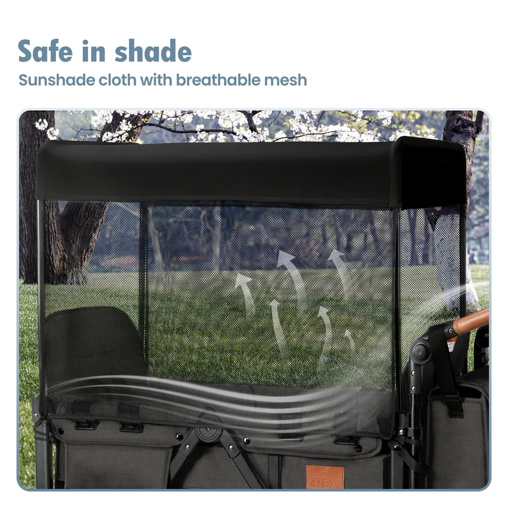 Foldable All-Terrain Double Wagon Stroller with Canopy I34520