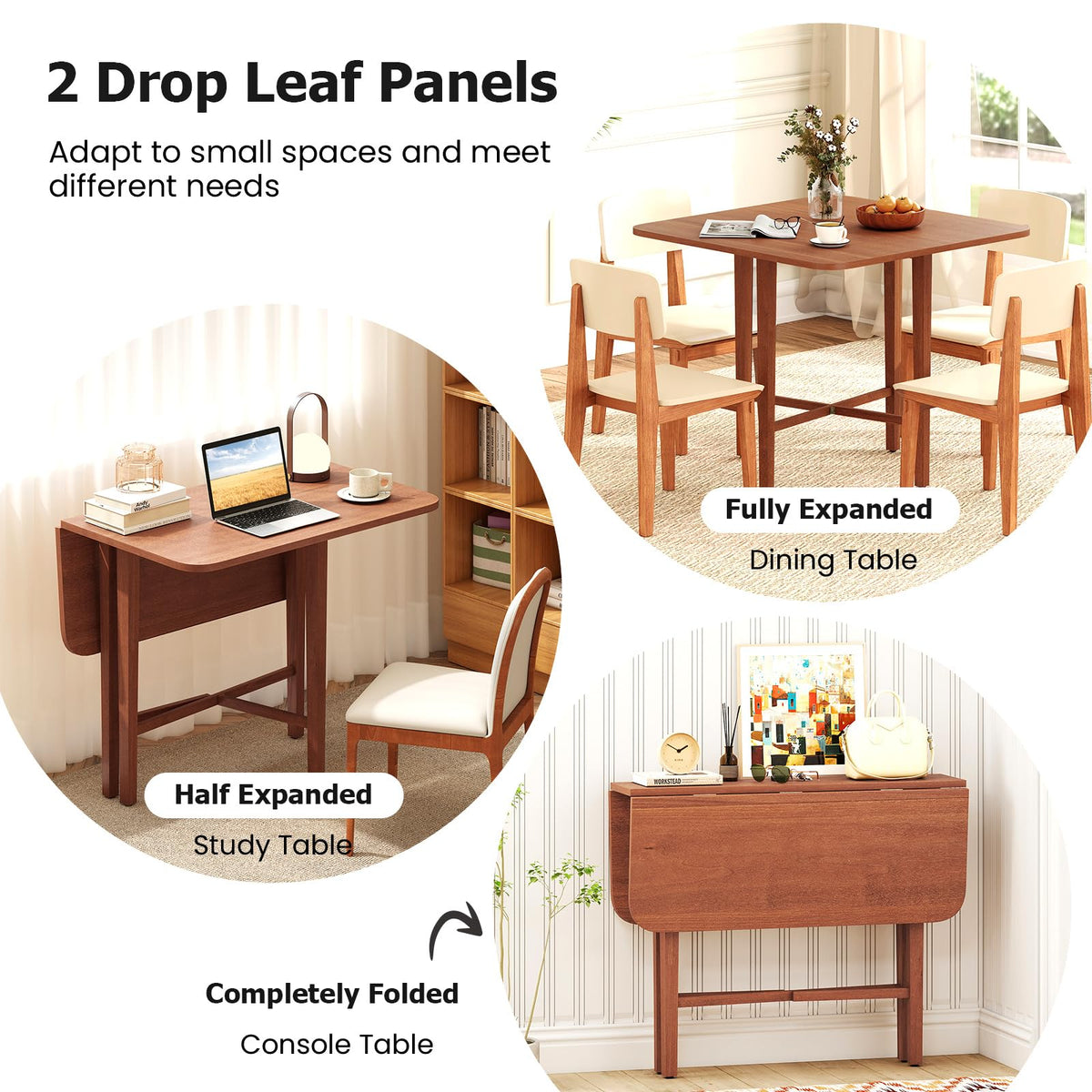 36" Foldable Square Wooden Dining Table S613300