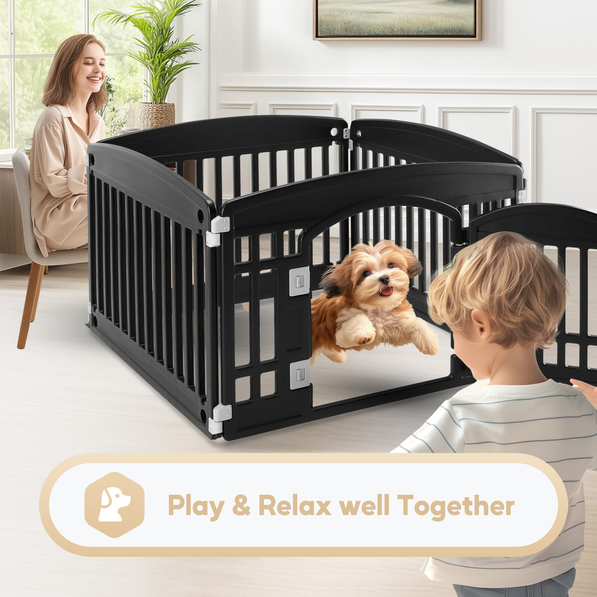 24" 4-Panel Black Dog Playpen G1195