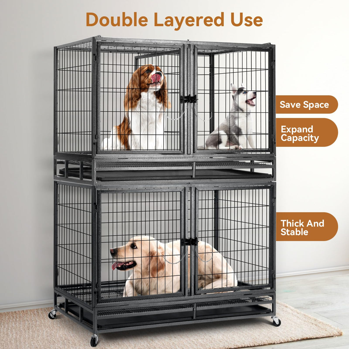 48inch Metal Wire Dog Crate with Divider C265039