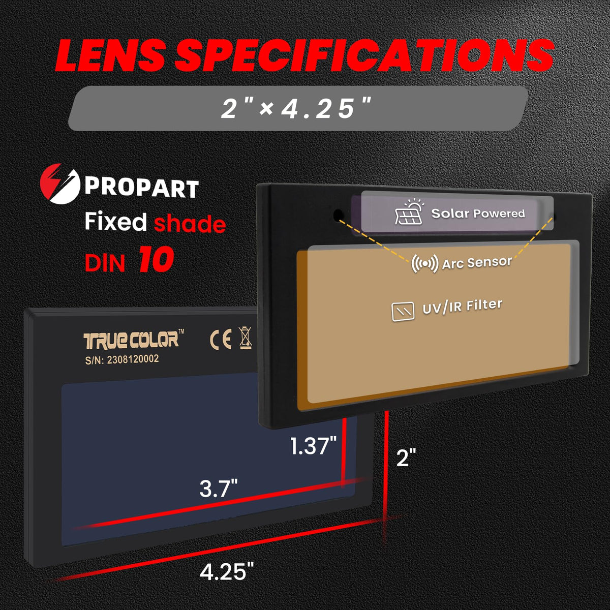 2×4 1/4 Auto Darkening Welding Lens C69305
