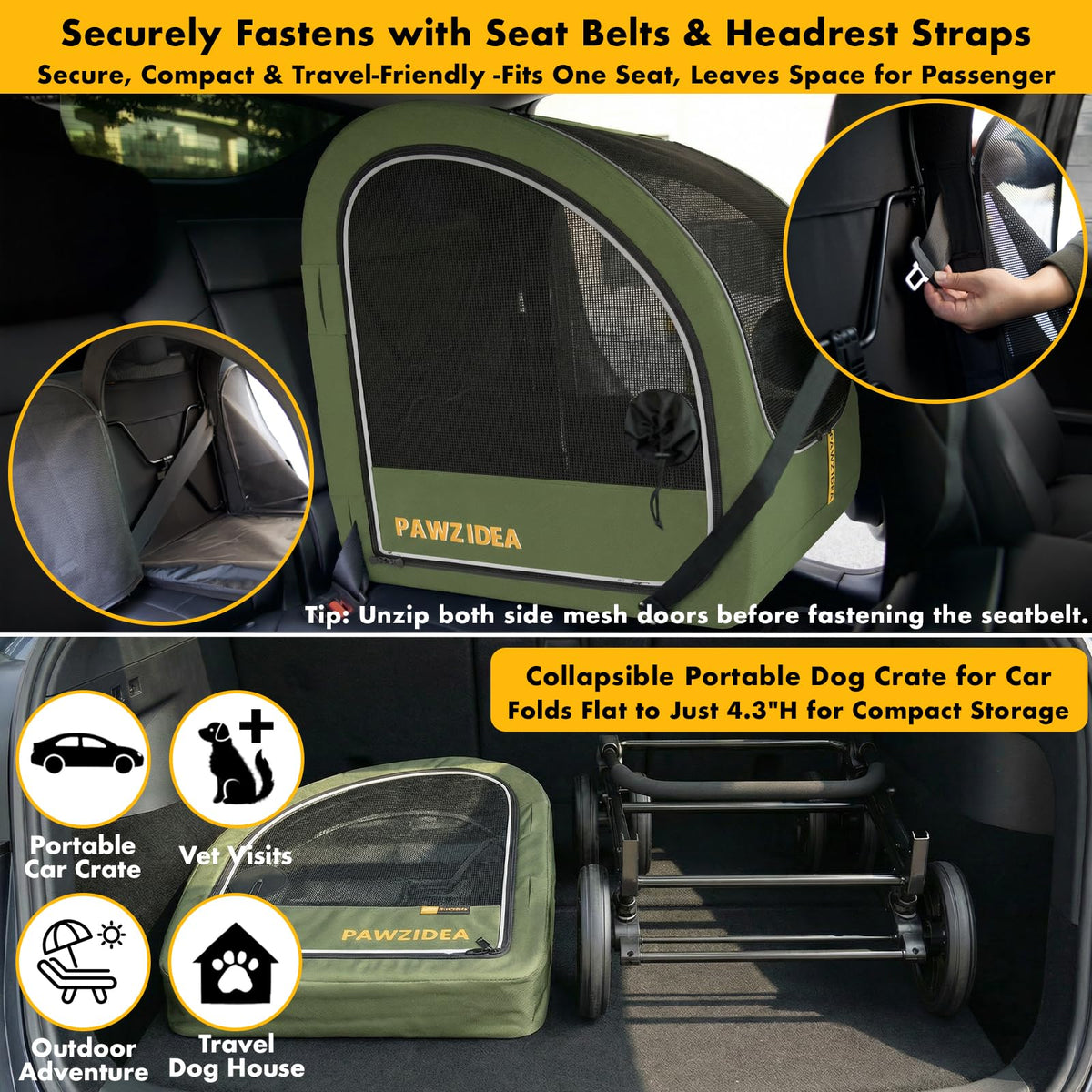 3-in-1 Large Dog Stroller with Detachable Carrier T620669