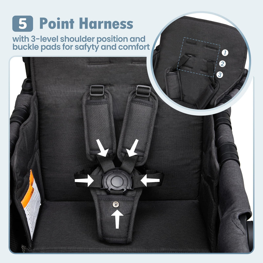 Foldable All-Terrain Double Wagon Stroller with Canopy I34520