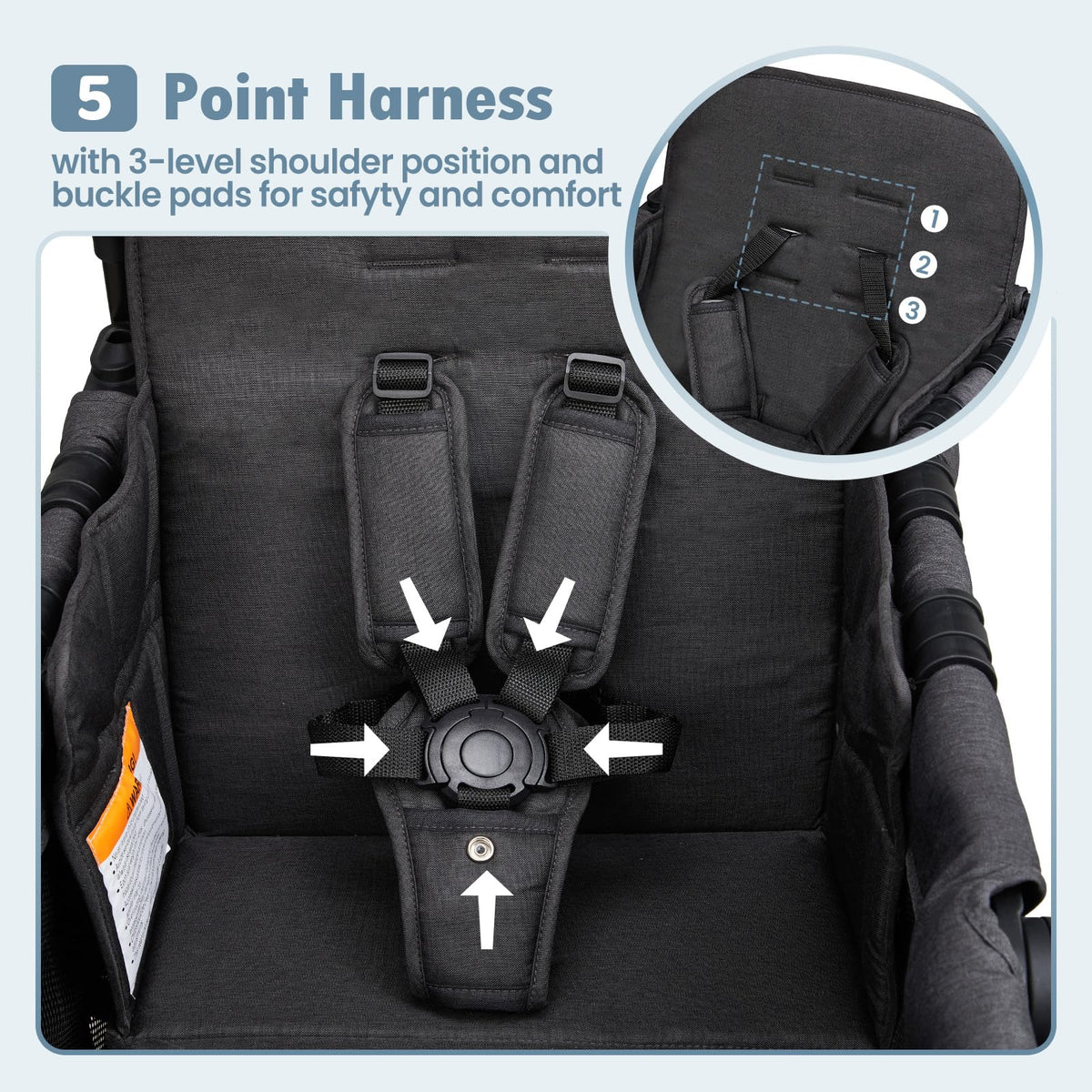 Foldable All-Terrain Double Wagon Stroller with Canopy I34520
