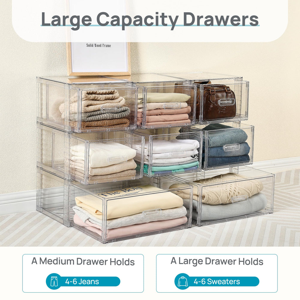 Clear Stackable Storage Drawers 4 Pack 15QT H6842