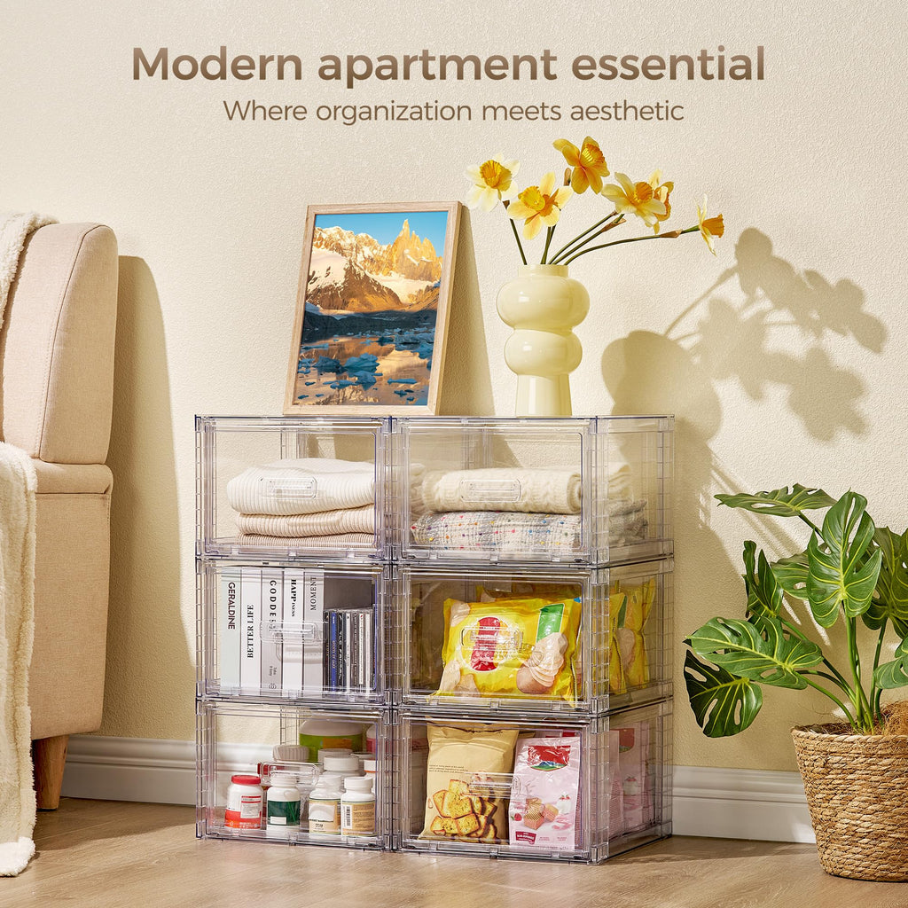 Clear Stackable Storage Drawers 4 Pack 15QT H6842