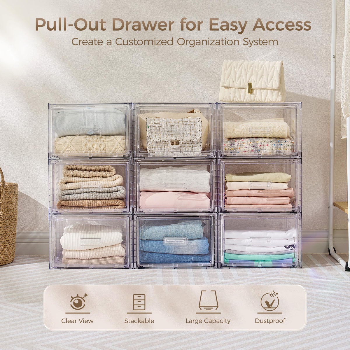 Clear Stackable Storage Drawers 4 Pack 15QT H6842