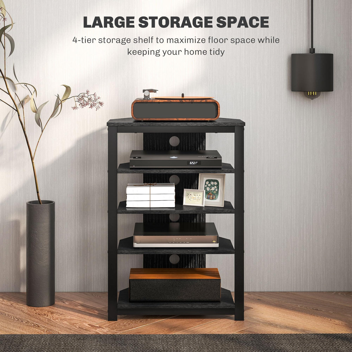 Black 4-Tier Media Stand R95928