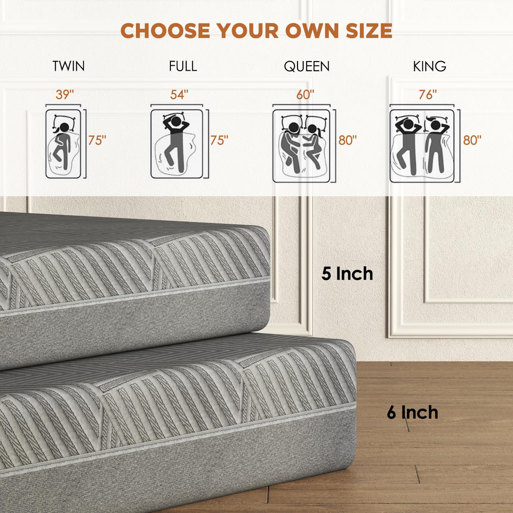 5 inch Bamboo Charcoal Gel Memory Foam Full Size Mattress H7195
