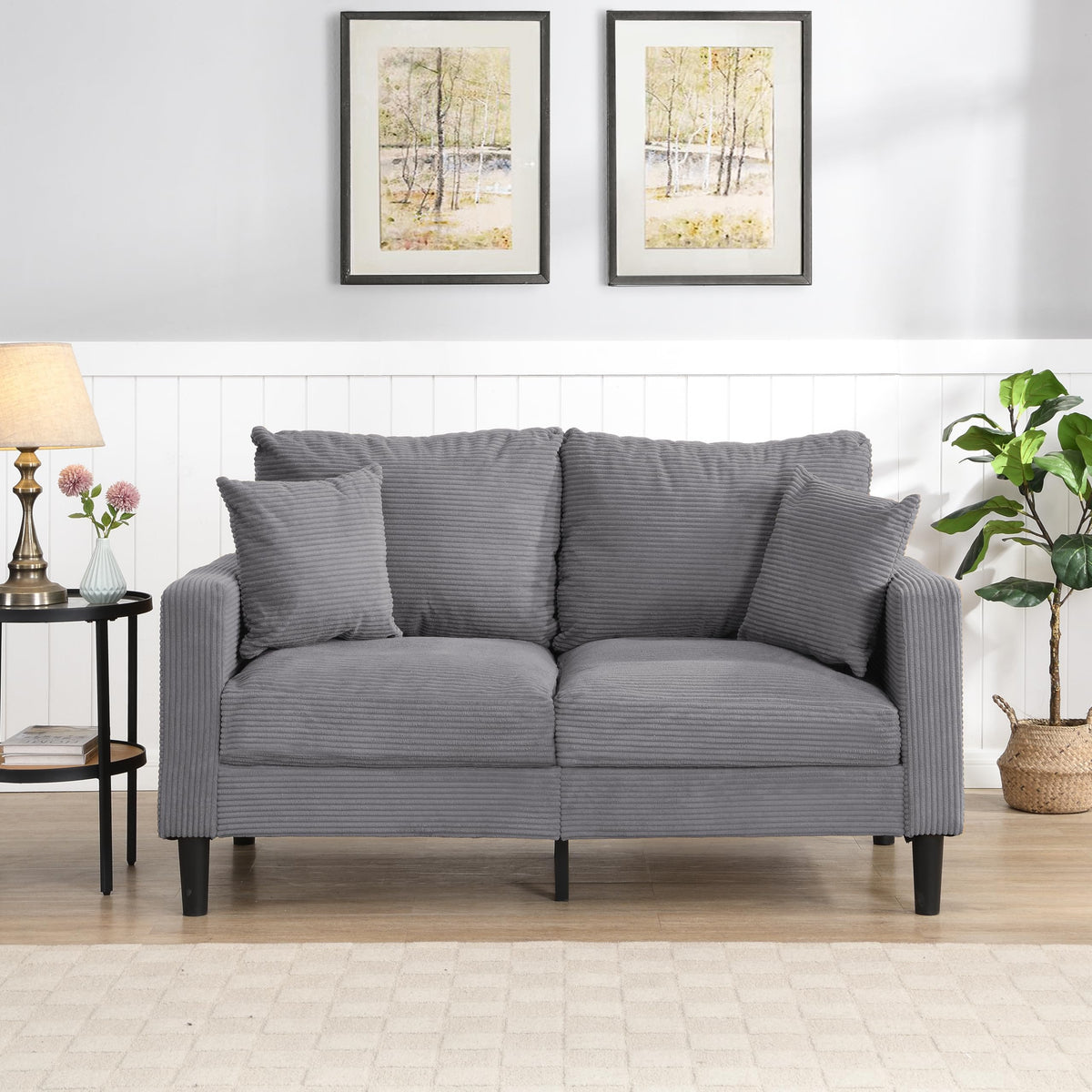 Light Gray 2-Seat Upholstered Loveseat Sofa A767846