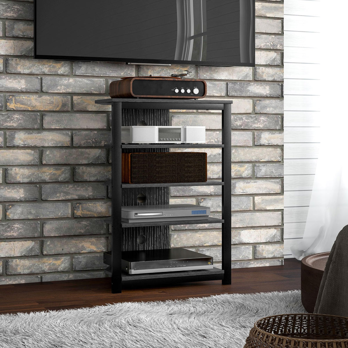 Black 4-Tier Media Stand R95928