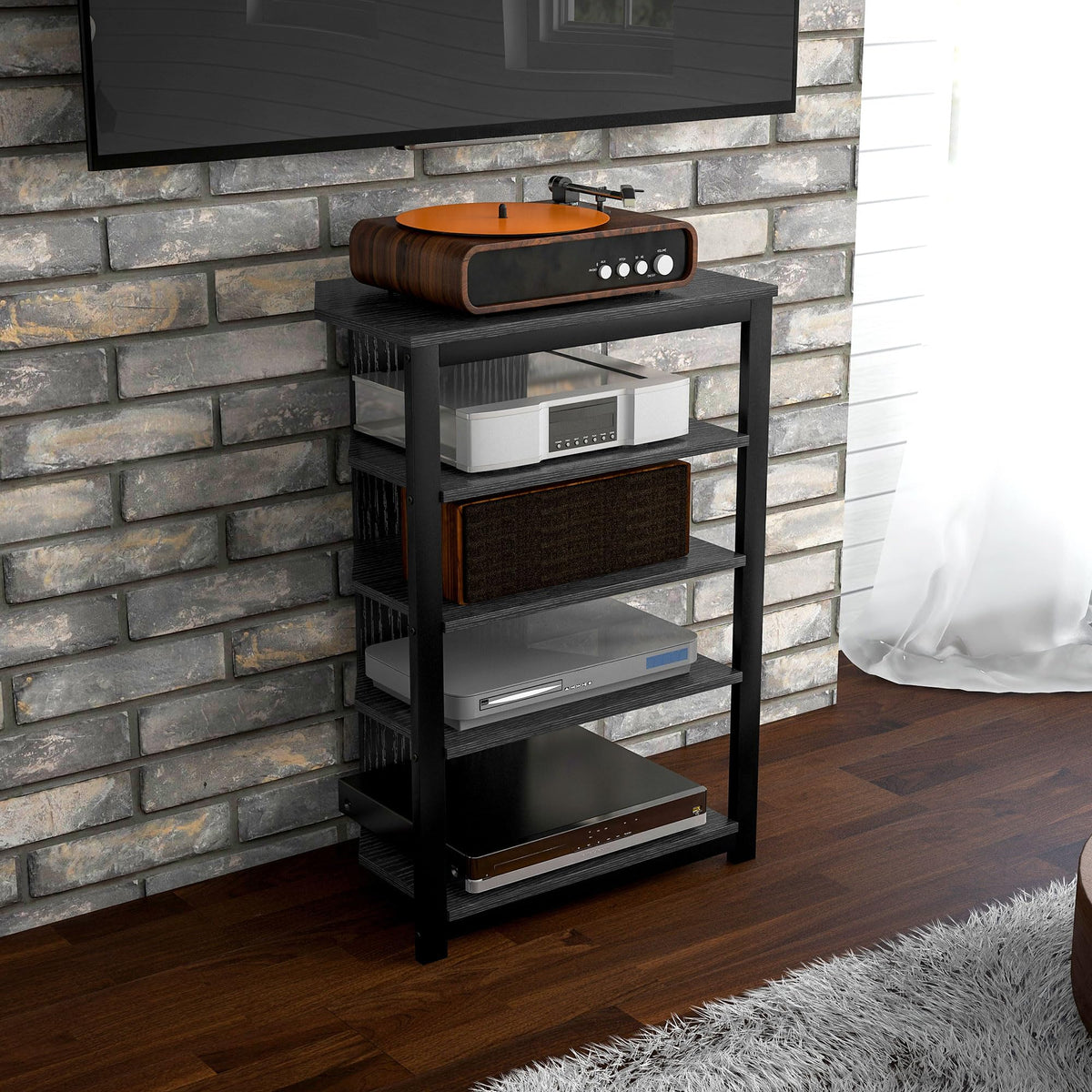 Black 4-Tier Media Stand R95928